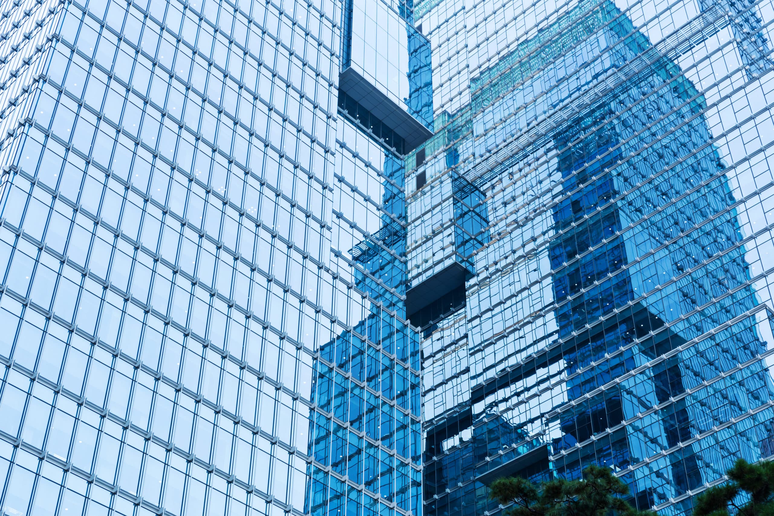 Blue glass buildings